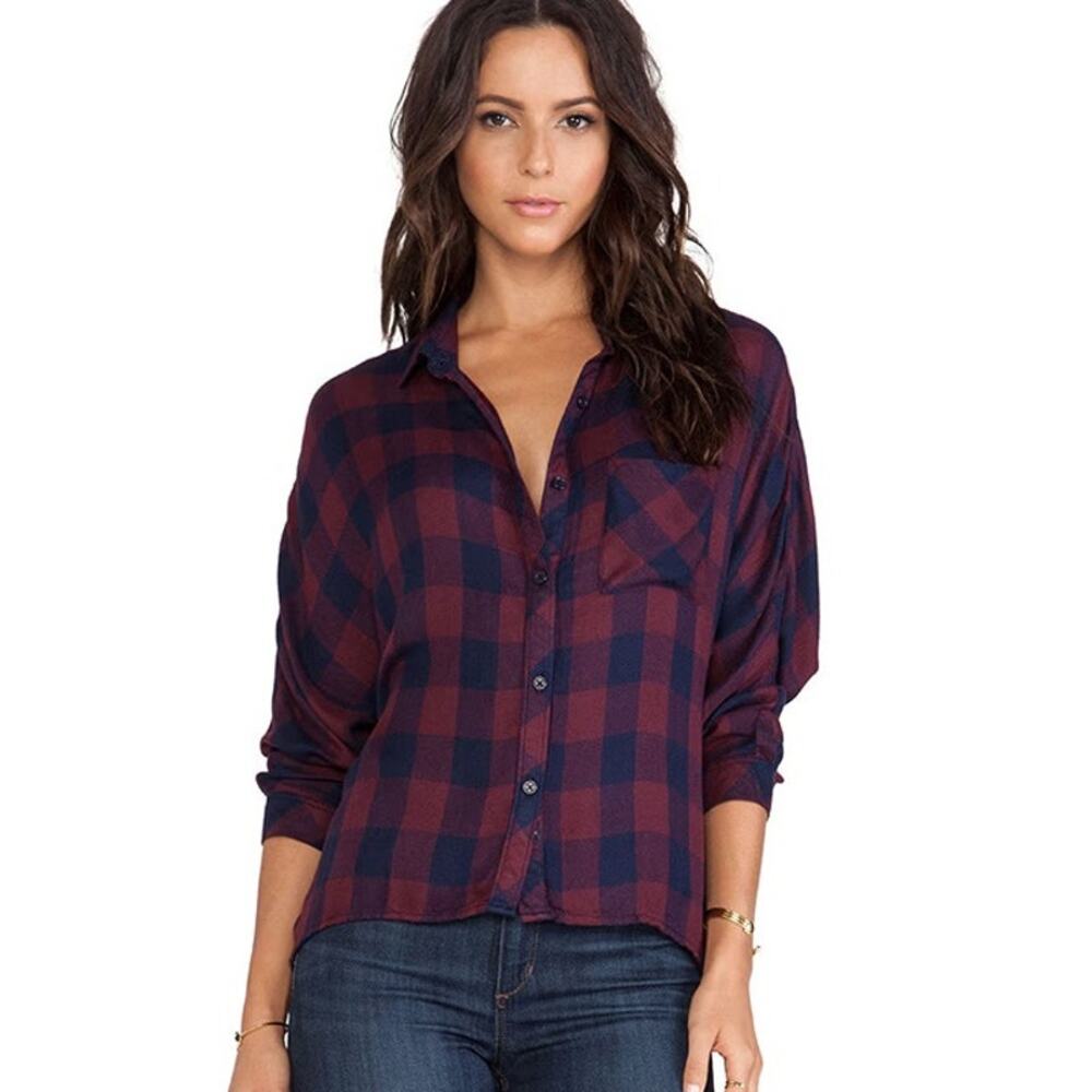 Rails Plaid Button Down Flannel Top Small Red Blu… - image 2
